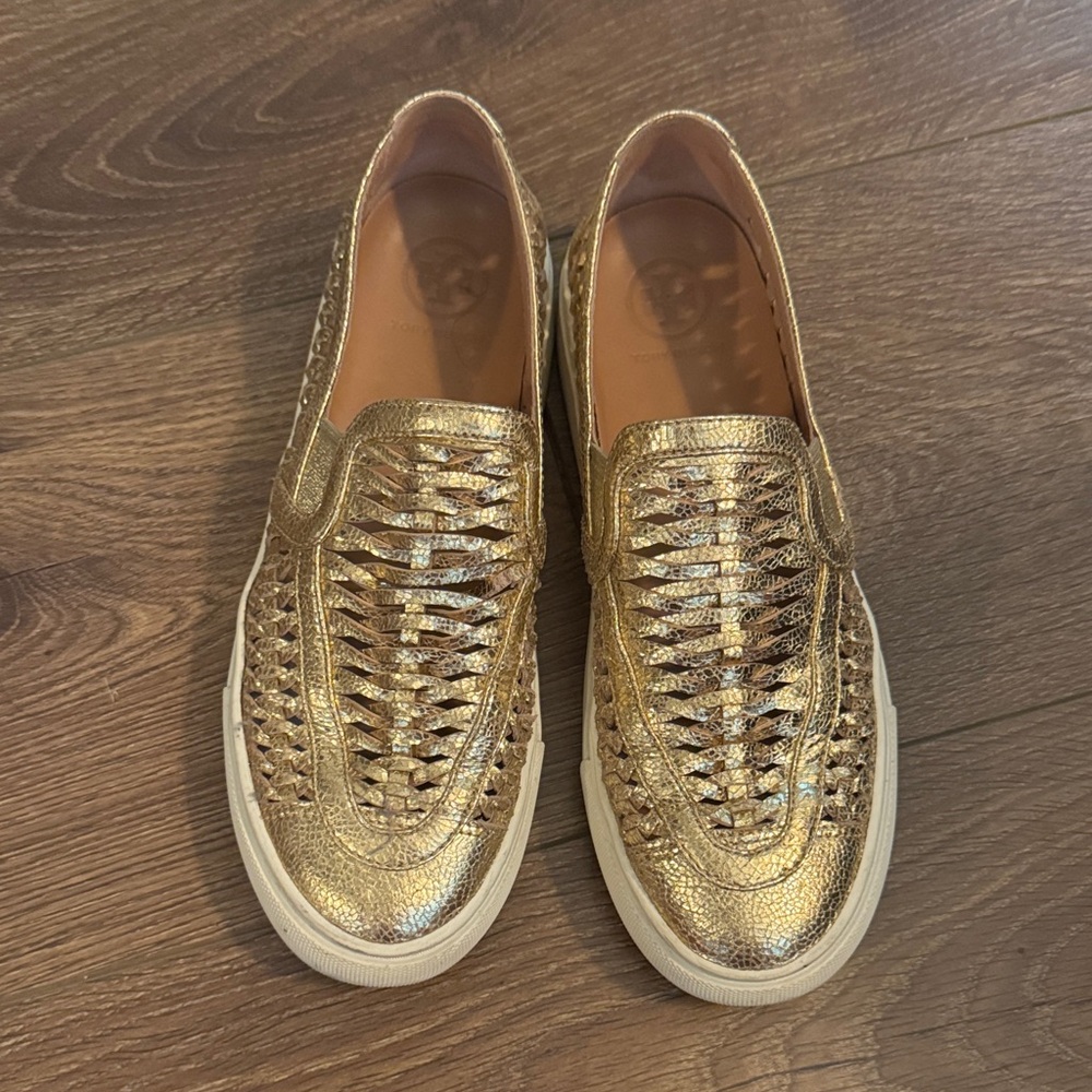 Tory Burch Gold Slip-On Sneakers